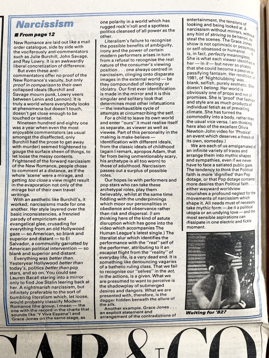 Ian Penman reviews narcissism and 1981. New Musical Express, 19-26 December 1981.