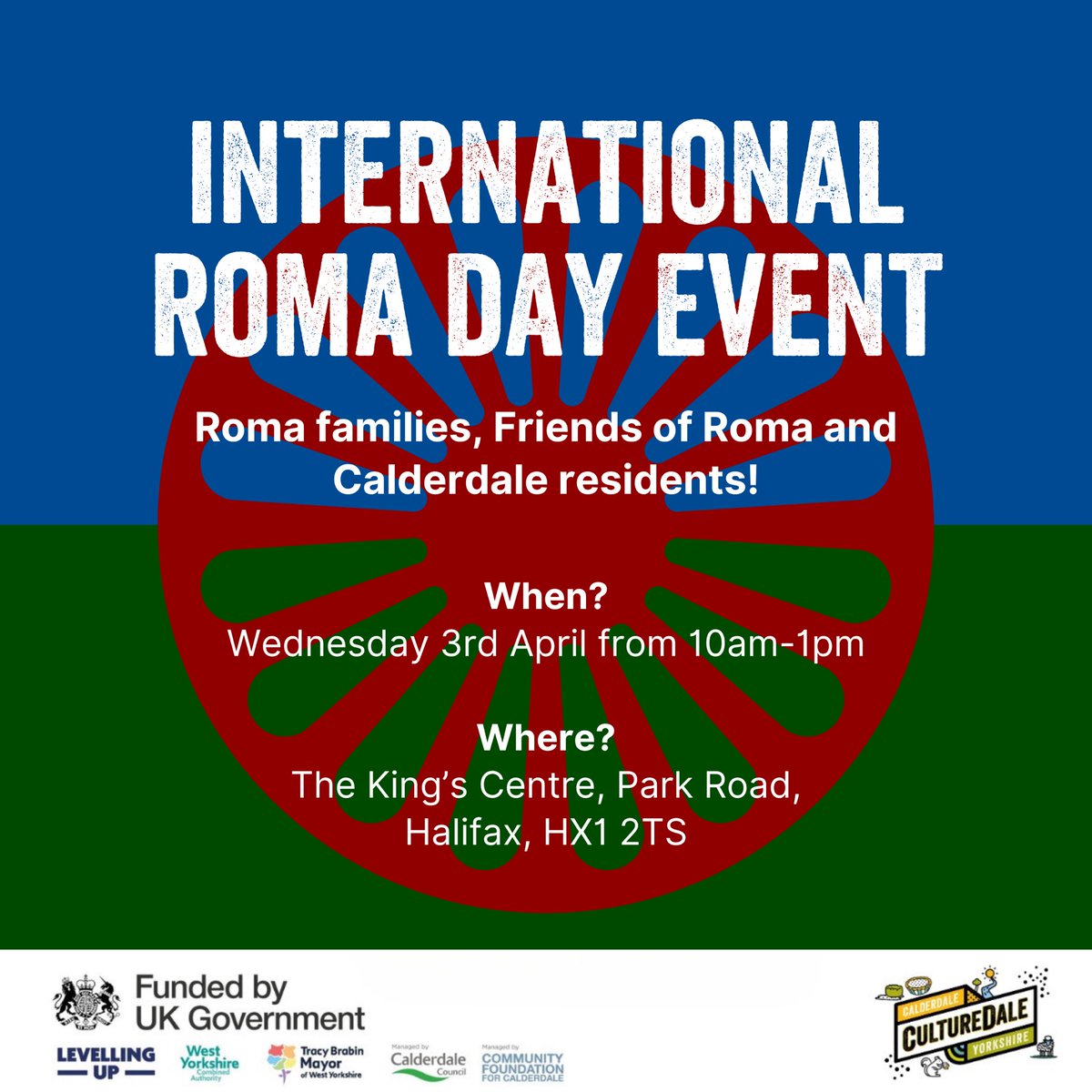 International Roma Day in Calderdale 🌍 Join us for an unforgettable morning celebrating the rich tapestry of Roma culture, a showcase of traditional music, history, and art. For more information please contact Blazena.pancikova@calderdale.gov.uk #culturedale