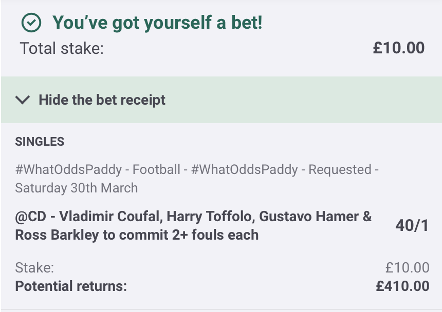 TheCardDealer's tweet photo. 📈 40/1 2+ FOULS STATS BOOST

Get this boosted price here: 
https://t.co/XvUdH1rIhl

👊🏻 TOFFOLO | AYEW - 2nd most fouled drawing 80
👊🏻 COUFAL | GORDON - 5th most fouled drawing 52
👊🏻 BARKLEY | MADDISON - 7th most fouled drawing 51
👊🏻 HAMER | PALHINHA - 9th most fouled drawing 48

❤️ 100 LIKES & IF THIS BET LANDS I'LL GIVE THE FULL £400 TO A RANDOM FOLLOWER. 

18+ Begambleaware