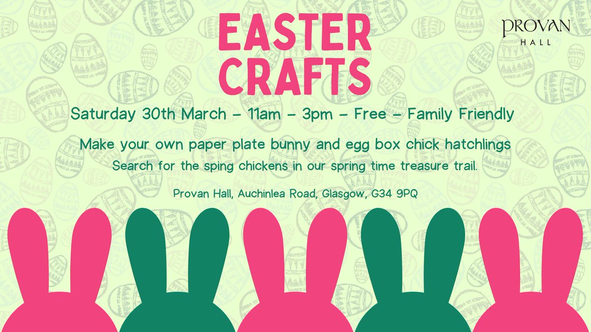 Join us today for Easter crafts and search Provan Hall for signs of Spring with our treasure trails. Free and family friendly. #easter #easterholidays #glasgow #daysoutwithkids #glasgowkids #glasgowfamilies #easterhouse #provanhall #familyfriendly