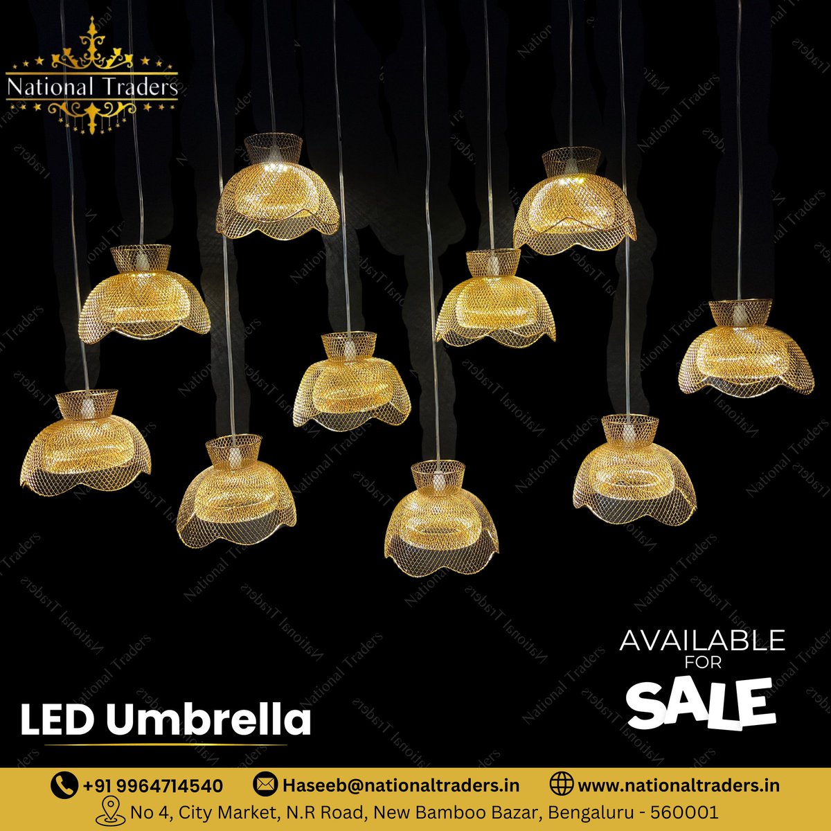 LED Umbrella available for sale! Connect with National Traders for all your decorative items requirements.

𝐊𝐧𝐨𝐰 𝐦𝐨𝐫𝐞:
𝐂𝐚𝐥𝐥: +𝟗𝟏 𝟗𝟗𝟔𝟒𝟕𝟏𝟒𝟓𝟒𝟎
𝐕𝐢𝐬𝐢𝐭: nationaltraders.in

#nationaltraders #ledumbrella #decor #weddingdecor #hangings #hangingdecor