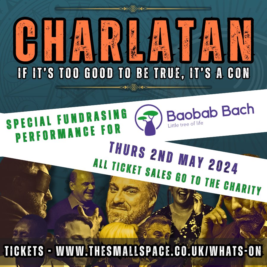 NEW DATE - support our local Food Pantry Scheme & see our new darkly funny magic show 'CHARLATAN' on Thurs 2nd May, all ticket proceeds go to the charity. Book thesmallspace.co.uk/whats-on #theatre #magic #comedy #liveentertainment #Barry #cardiff #supportlocal #fundraisers