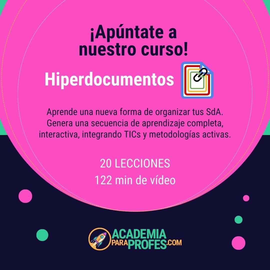 📢Los #Hiperdocumentos pueden ayudarte a compilar todas las tareas de tu #SdA en un solo artefacto digital , potenciando el trabajo autónomo del alumnado e integrando las TIC 👩🏽‍💻👨🏼‍💻@academiaprofes te enseñamos cómo hacerlo 🔗➡️ academiaparaprofes.com/producto/hiper…