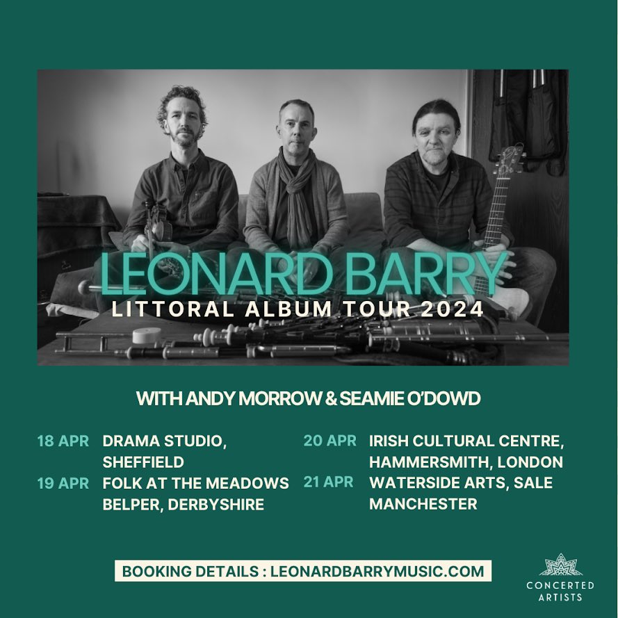 Leonard Barry on tour in England in April Sheffield 18 Belper 19 London 20 Sale 21 leonardbarrymusic.com/littoral-tour-… Album Littoral available now!