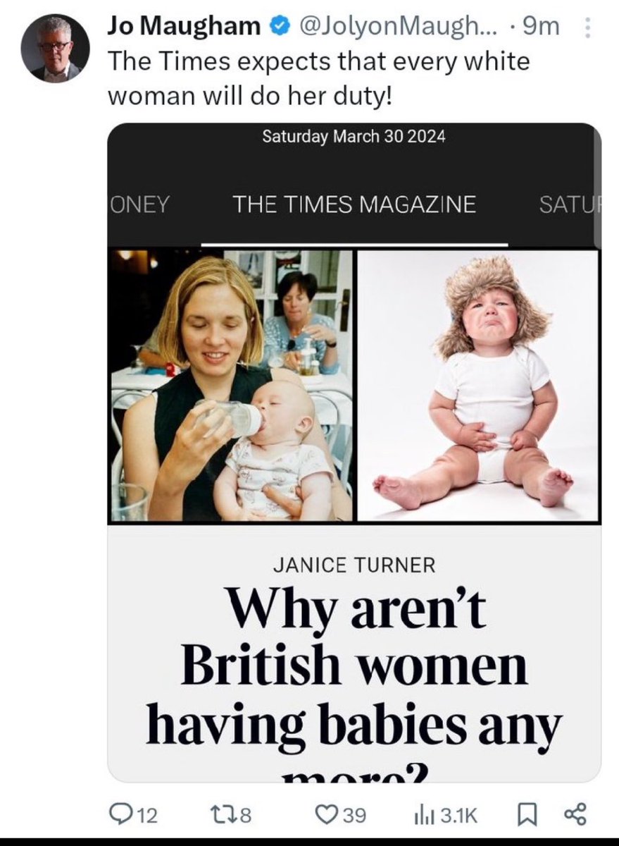 Very concerning that @jolyonmaugham doesn’t believe black women are British. But anyway I’m far from telling women to breed for the nation. As the foxkiller full knows, which is why he’s scared to link to the actual piece.