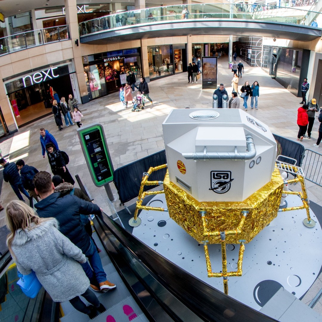 Are you ready for lift-off? 🚀 The Leodis Space Agency has flown into Trinity Leeds! Head down this bank holiday weekend and pose for a photo with our lunar module. Check out the other space installations around the city, too! #WhatsOnLeeds #TrinityLeeds #ShoppingCentre