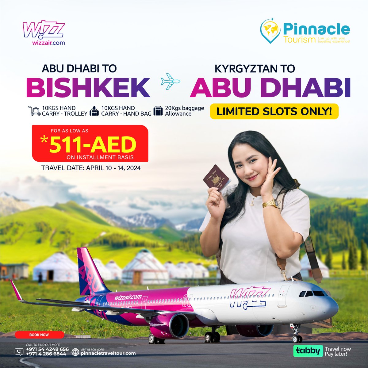 ✈️ Explore the breathtaking landscapes of Kyrgyzstan! 🏔️ Book your round-trip air ticket from Abu Dhabi to Kyrgyzstan with Pinnacle Tourism.

☎️042866844
📲0544248656
📧inquiries@pinnacletraveltour.com

#TravelDeal #AbuDhabiToKyrgyzstan #AffordableTravel #ExploreKyrgyzstan