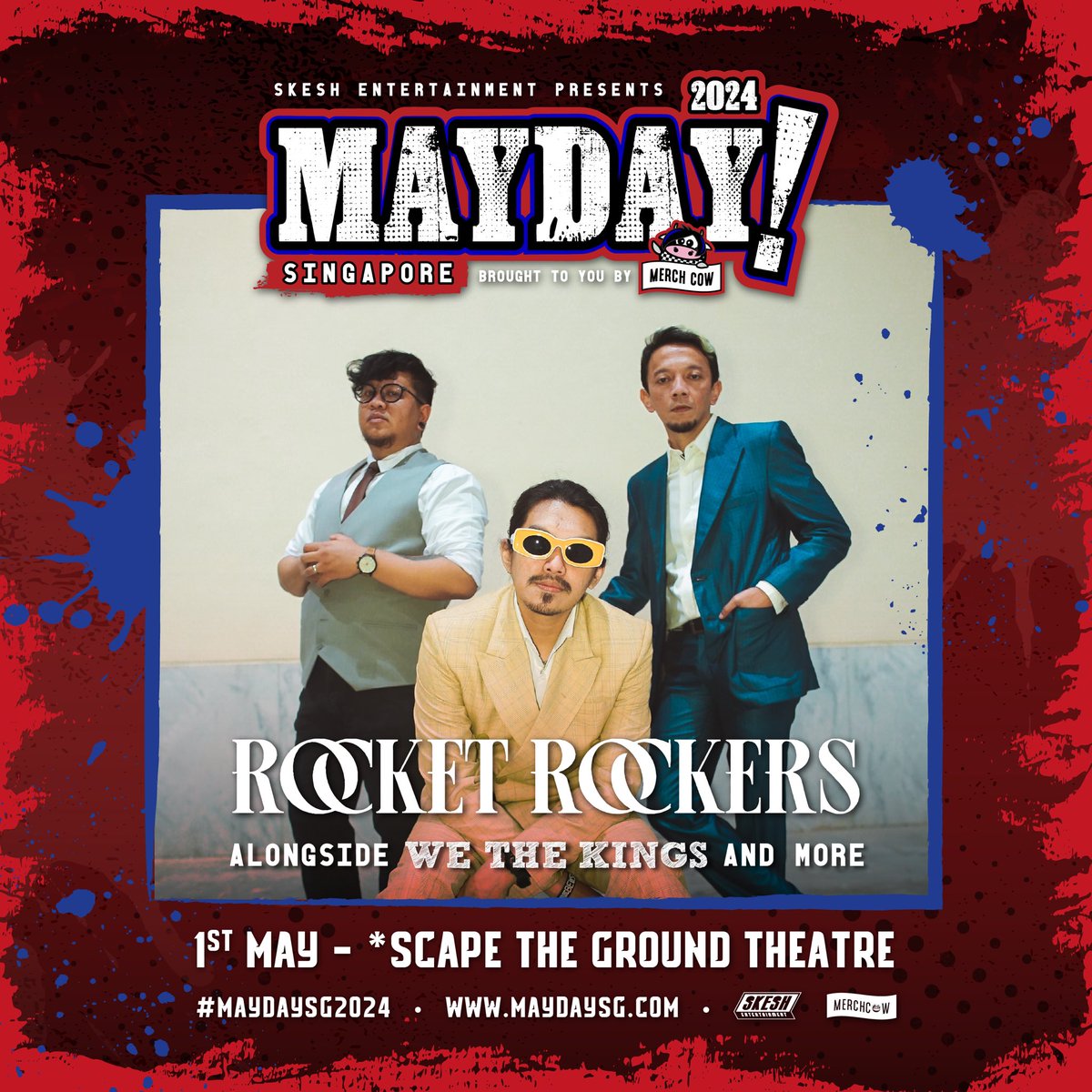 Singapore, we're back! 

Excited to share the stage with <a href="/WeTheKings/">We The Kings</a>, <a href="/standatlantic/">stand atlantic</a>, <a href="/TinyMovingParts/">Tiny Moving Parts</a>, and many more at this year’s <a href="/MaydaySingapore/">MAYDAY! SG</a> festival!

Get your tickets now before they’re all gone! 🚀 

More info <a href="/SkeshMM/">Skesh Entertainment</a> <a href="/MaydaySingapore/">MAYDAY! SG</a> 

#MaydaySG2024
#rocketrockshow