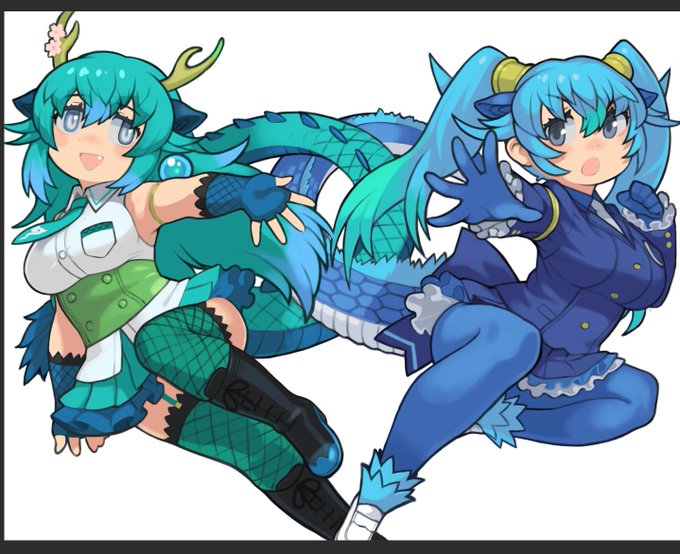 「blue hair dragon girl」 illustration images(Latest)