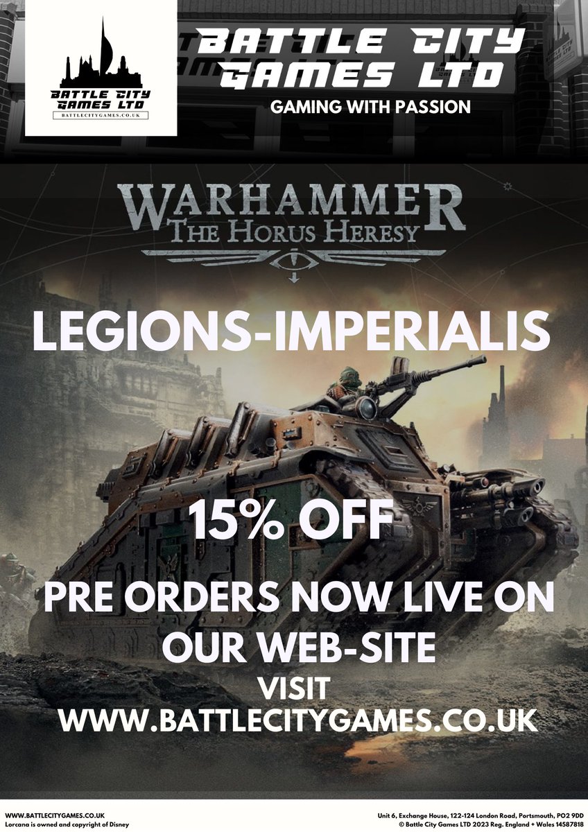 🌟 The wait is finally over! 🌟

🎉 Legions Imperialis pre-orders are now LIVE! 🎉

Get ready to dive into the epic battles of the 41st Millennium with the latest release from Games Workshop.

#Warhammer40000 #LegionsImperialis #PreOrderNow #GamesWorkshop #TabletopGaming