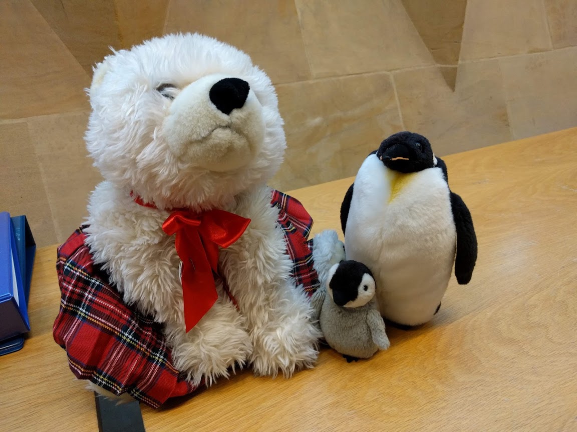 We couldn't let #TartanDay pass without mentioning Chambearlin! A while ago he went on a trip to Scotland & acquired his very own kilt! Here he is with the mascots @natlibscotmaps proudly donning his tartan during his visit! #ExploreYourArchive #ArchiveAnimals #TartanDay