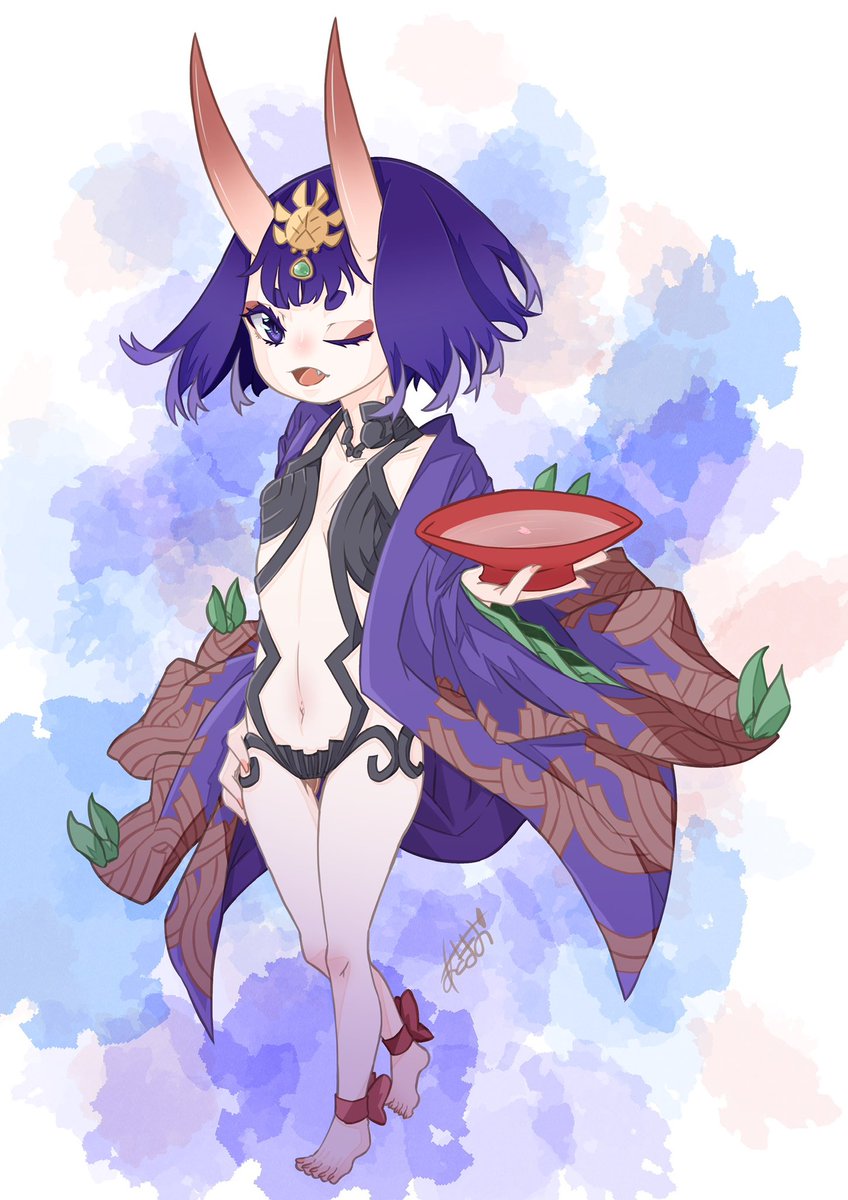 酒呑童子(Fate) 「#無言で立ち絵を貼るとフォロワーさんが増える  #同じキャラで初めて描いたのと最」|あさぎりまお＠お仕事募集中☆ミのイラスト