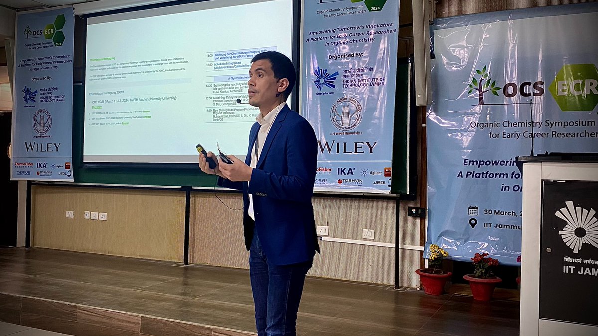 OCS-ECR-2024 (@ocsecr2024) on Twitter photo Prof. René, a keynote speaker for the fourth session of OCSECR-2024, presented fascinating research on carbene-based reactive intermediates for organic transformations.
<a href="/SM_IITJ/">Sandip Murarka</a> <a href="/AscrgLab/">PC_Lab<a href="/IITJammu/">IIT Jammu</a></a> <a href="/Wiley_Chemistry/">Wiley Chemistry</a> @ChemAsianJ
<a href="/EurJOC/">EurJOC</a> @IITJammu <a href="/iitjodhpur/">Indian Institute of Technology Jodhpur</a> <a href="/ReneKoenigs/">Rene Koenigs</a>
#OCSECR2024 Prof. René, a keynote speaker for the fourth session of OCSECR-2024, presented fascinating research on carbene-based reactive intermediates for organic transformations.
<a href="/SM_IITJ/">Sandip Murarka</a> <a href="/AscrgLab/">PC_Lab<a href="/IITJammu/">IIT Jammu</a></a> <a href="/Wiley_Chemistry/">Wiley Chemistry</a> @ChemAsianJ
<a href="/EurJOC/">EurJOC</a> @IITJammu <a href="/iitjodhpur/">Indian Institute of Technology Jodhpur</a> <a href="/ReneKoenigs/">Rene Koenigs</a>
#OCSECR2024