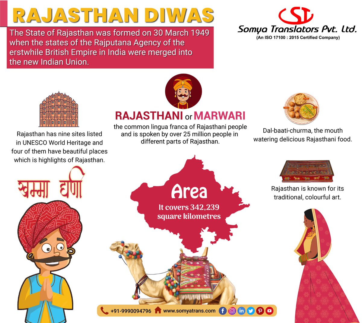 Experience the warmth of 'Khamma Ghanni' as we celebrate the rich tapestry of Rajasthani culture, savor the tantalizing flavors of its cuisine, immerse in its diverse languages, and discover the awe-inspiring beauty of its iconic destinations.

#RajasthanDiwas #ExploreRajasthan