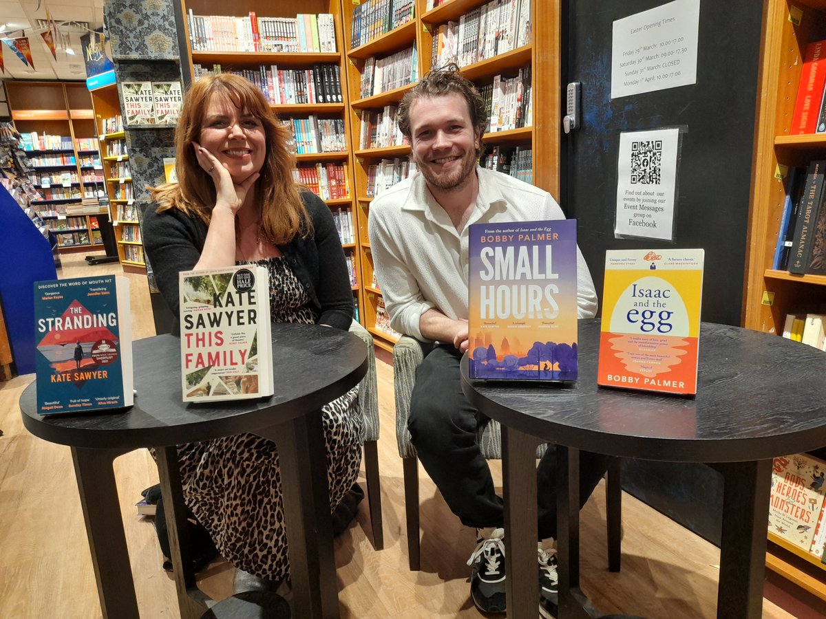 Thanks to @KateSawyer & @thebobpalmer for an enthralling talk last night. We have a limited number of signed copies of This Family and Small Hours, as well as The Stranding and Isaac & the Egg.