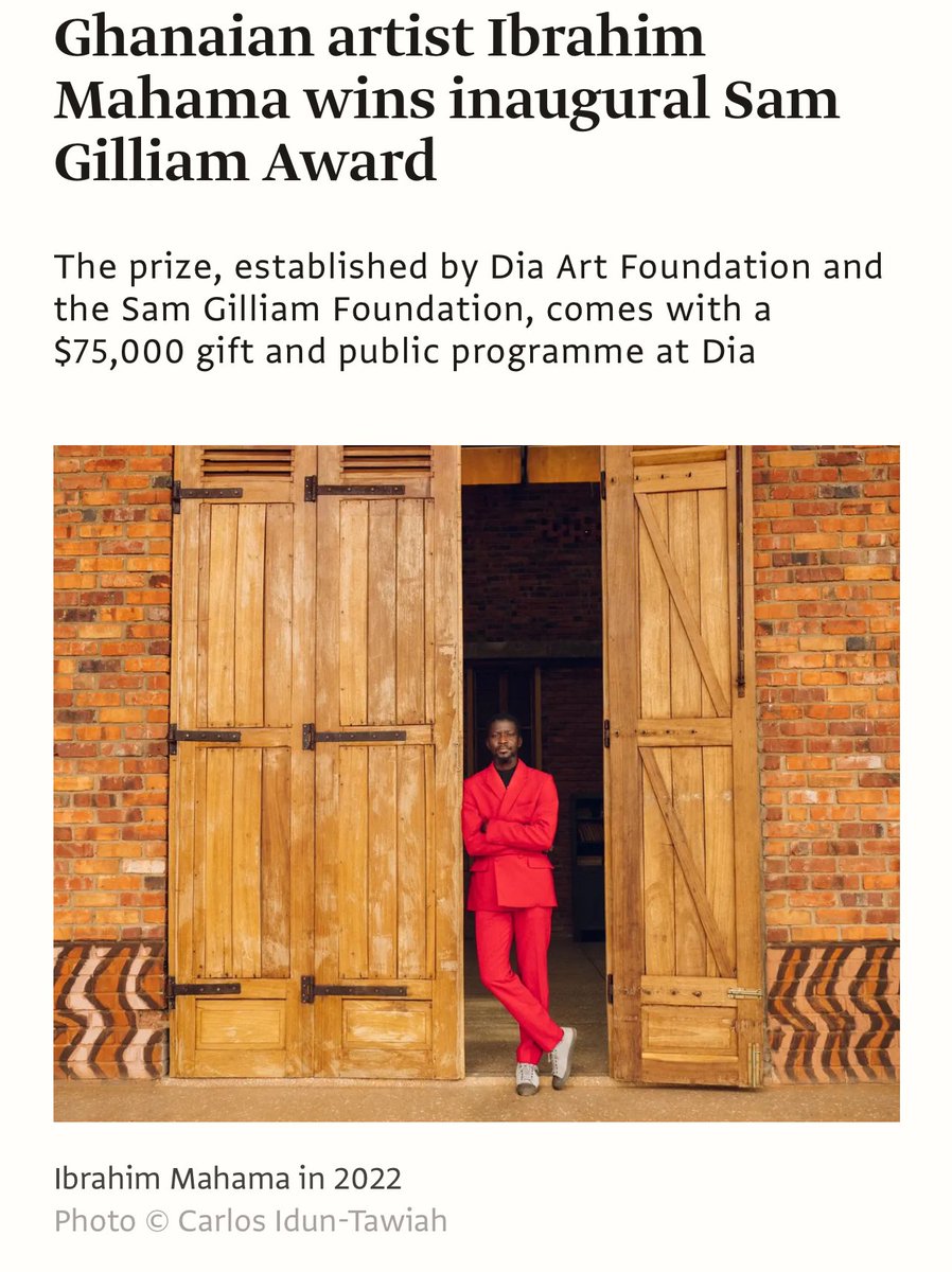 Exciting news for Ghana ones again. Feeling very honored to be the inaugural recipient of the Sam Gilliam Prize. Special thanks to the @DiaFoundation and Sam Gilliam Foundation. To every creative out there. Much gratitude