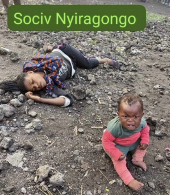 Si et seulement si elle était tutsi rwandaise, on devrait crier au génocide et à l'extermination raciale, voici ce que l'armée rwandaise avait  à Nyiragongo, cette femme nous a quitté, laisse son enfant pleurer.

Cet enfant devient orphelin en ayant moins d'une année , vous allez