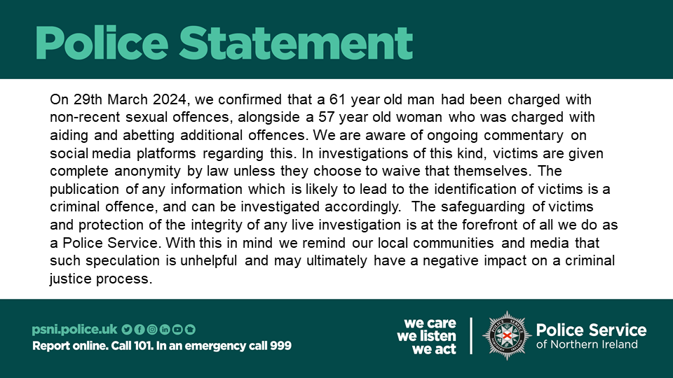 Police statement on ongoing commentary on social media platforms.