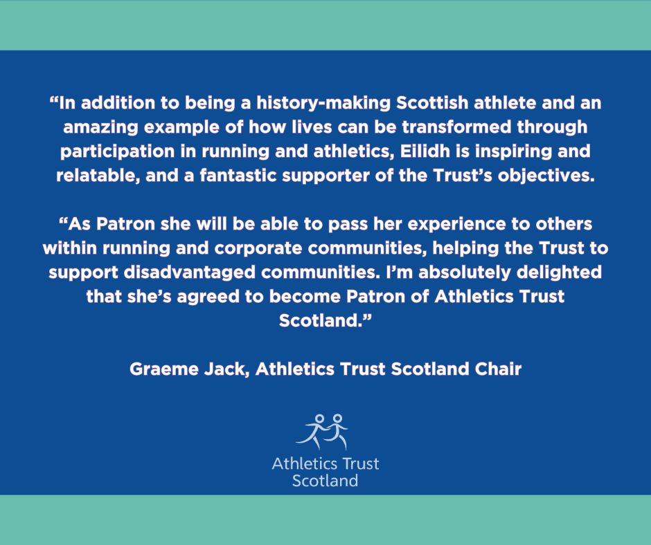 ANNOUNCEMENT 📢 We are delighted to say Eilidh Doyle, who has acted as a Trustee on the Athletics Trust Scotland Board since the charity's inception, will become our first Patron!🎉 Eilidh will now support our fundraising activities for future #TransformingLives projects!