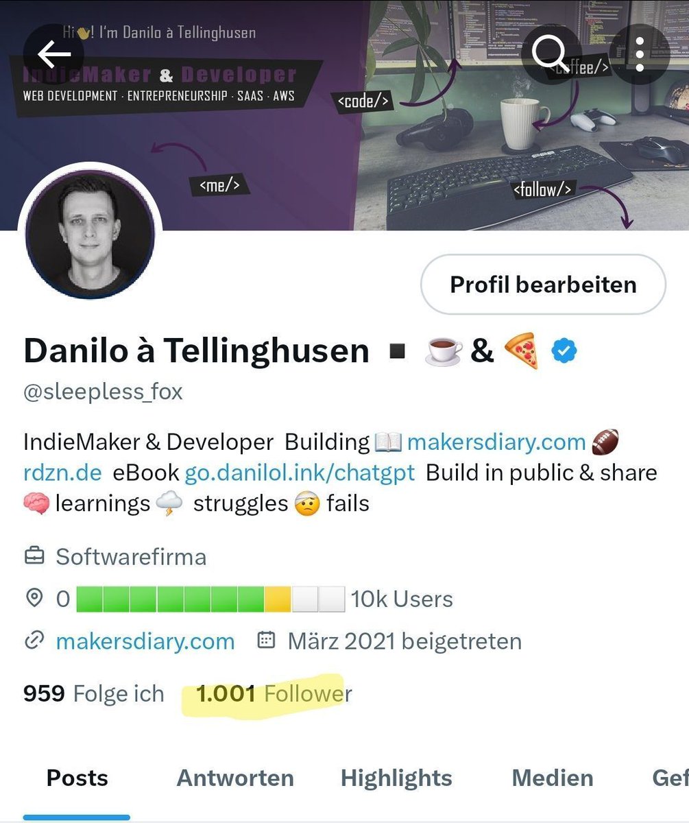 Oh look at this! 😱🥳

Finally I reached the 1k here on the X. Thats awesome 🥰. Thank you all for being a part of my journey 😃.