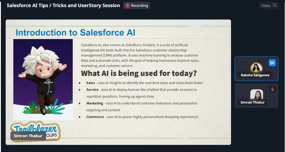 K MADHUKAR (@konge_madhukar) on Twitter photo 📷
Salesforce AI Tips / Tricks and UserStory Session
<a href="/sfdcsimran/">Simran Thakur☁</a> <a href="/IndoreSFUG/">Salesforce User Group, Indore</a> <a href="/rakshasanganee/">Raksha Sanganee</a> #IndoreSFUG 📷
Salesforce AI Tips / Tricks and UserStory Session
<a href="/sfdcsimran/">Simran Thakur☁</a> <a href="/IndoreSFUG/">Salesforce User Group, Indore</a> <a href="/rakshasanganee/">Raksha Sanganee</a> #IndoreSFUG