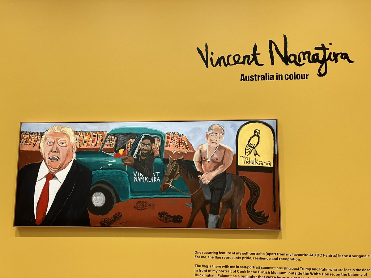 EmbCespedes's tweet photo. As part of my #Australian immersion, visiting the @NatGalleryAus was magnificent. And  #VincentNamatjira ‘s Australia in Colour  was essential in capturing the sensibilities, humor, pride of a talented #indigenous artist in contemporary 🇦🇺. Great artistic and learning experience. https://t.co/uUWk1zY8mr