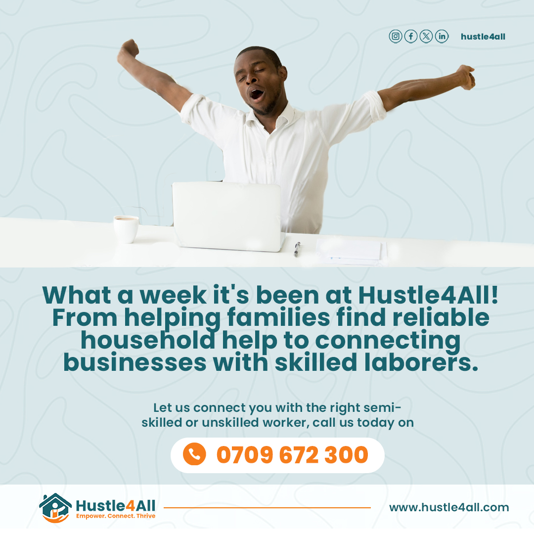 Hustle4All's tweet image. We do this everyday; connecting the right person to the right job.  Transforming the nation 1 opportunity at a time.

#HustleHard #hustle4all #NairobiMoneyMakingSecrets #Mpesa #Easter