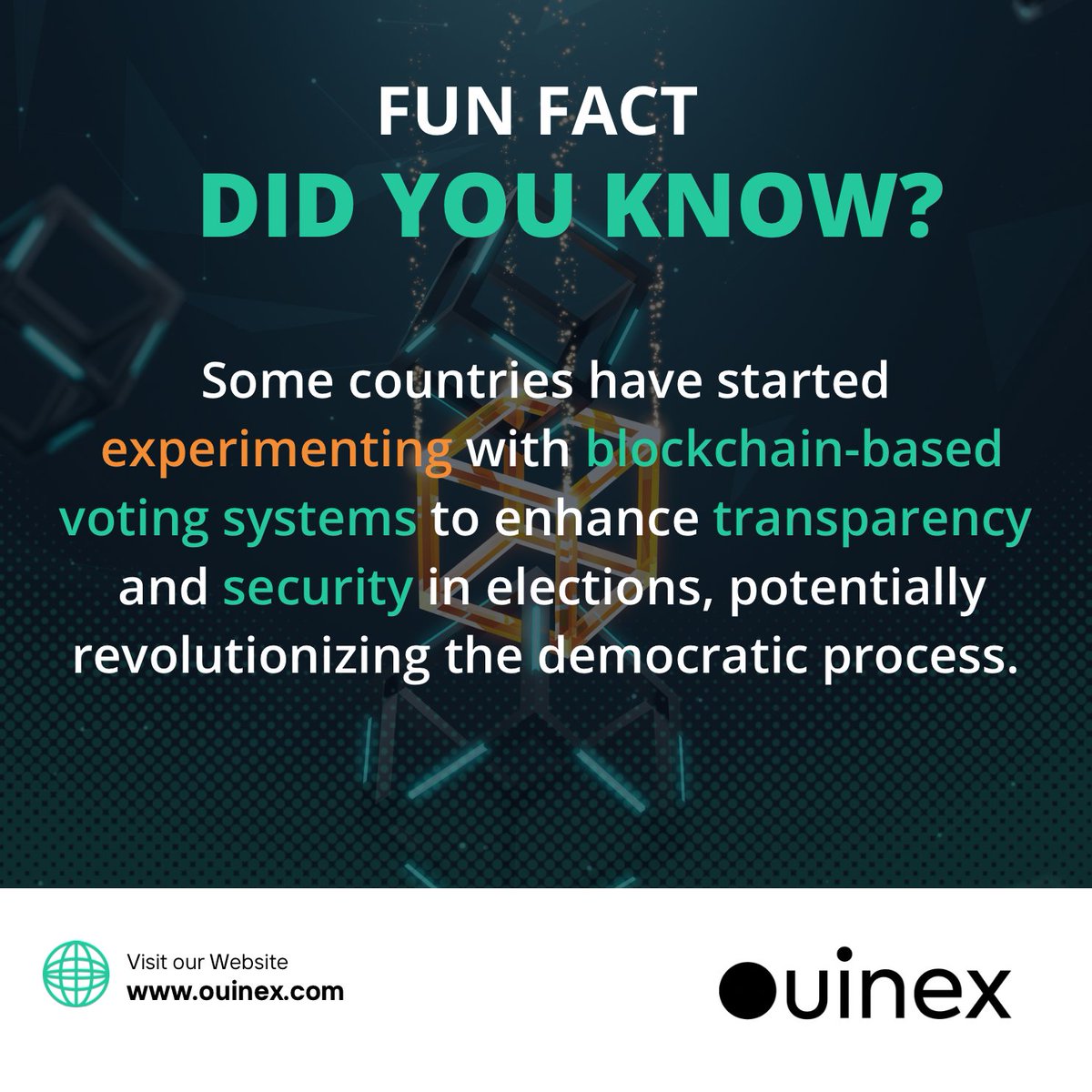 Exploring new frontiers in democracy with #BlockchainVoting! Could this tech revolutionize how we cast our votes, ensuring security and transparency in elections? The future of democratic processes is digital. 🗳️✨

#Ouinex