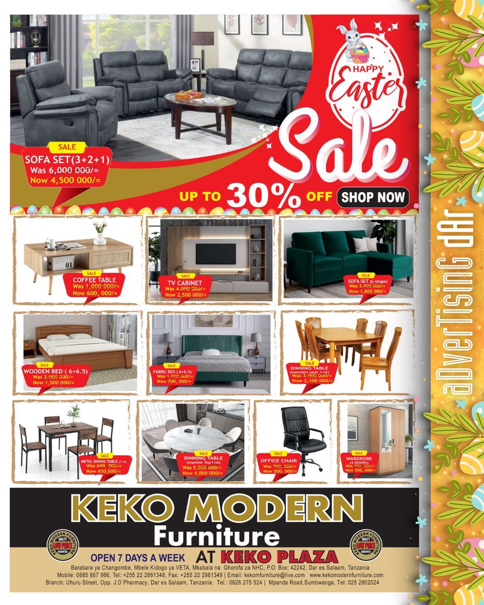 advertisingdar's tweet image. 🐰🌼 Hop into savings ✨𝐓𝐇𝐈𝐒 𝐄𝐀𝐒𝐓𝐄𝐑!✨ @kekomodernfurniture is having an egg-cellent sale 𝘄𝗶𝘁𝗵 𝘂𝗽 𝘁𝗼 𝟯𝟬% 𝗢𝗙𝗙 on selected items! 🛋️❤️ 

#tvstands #coffeetables #metalfurniture #waterdispenser #wardrobes