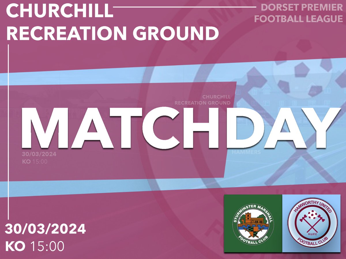 MATCHDAY! today, we travel to @SturMarshallFC In a 3pm kick-off! 91 High St, Sturminster Marshall, Wimborne, BH21 4AT