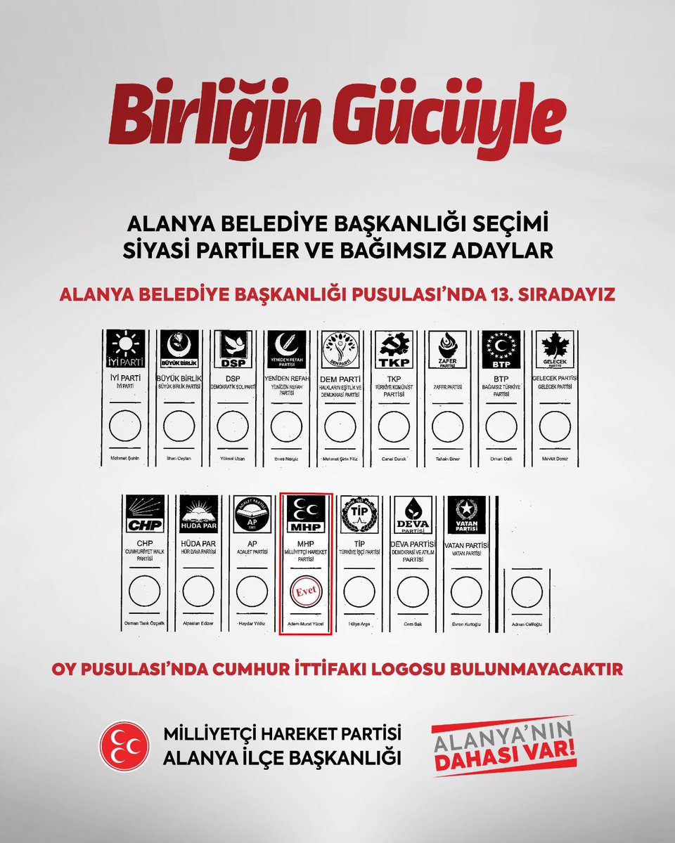 AdemMuratYucel's tweet photo. Haydi Alanya! Dahası Var demeye sandık başına… https://t.co/dbs86L3jZC