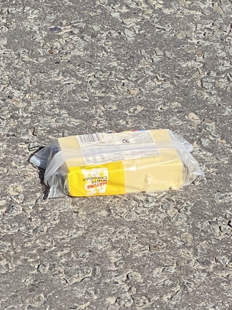 If anyone in Knowle West is missing some cheese it has just flown out of a delivery van and almost hit my head