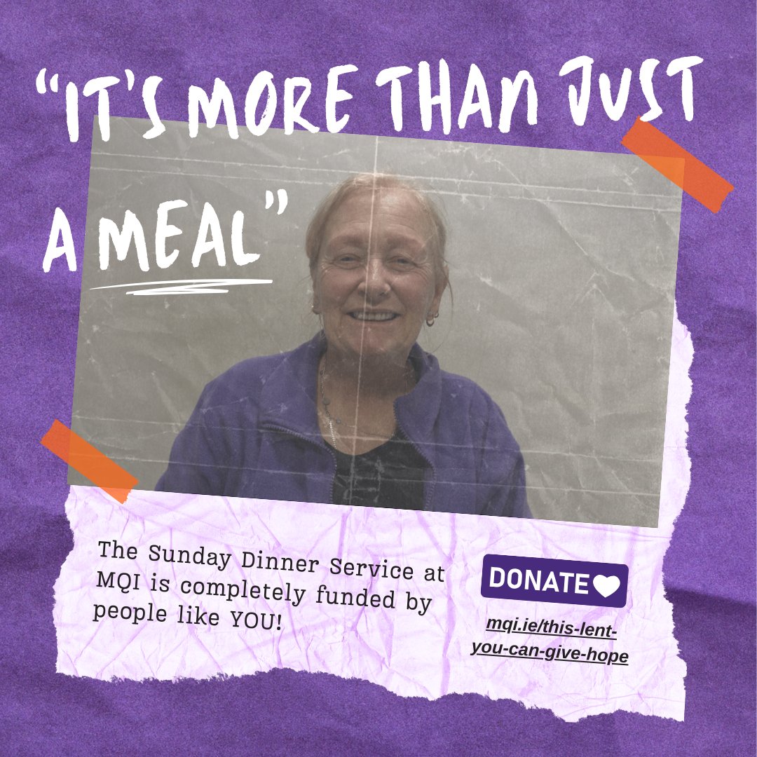 Bringing your attention to our MQI’s Sunday Dinner Service. A service is 100% funded by the kindness of people like you. Please donate before Easter Sunday, 31st March, to help safeguard our Sunday Dinner Service for the year ahead. Donate 🔗 mqi.ie/this-lent-you-…