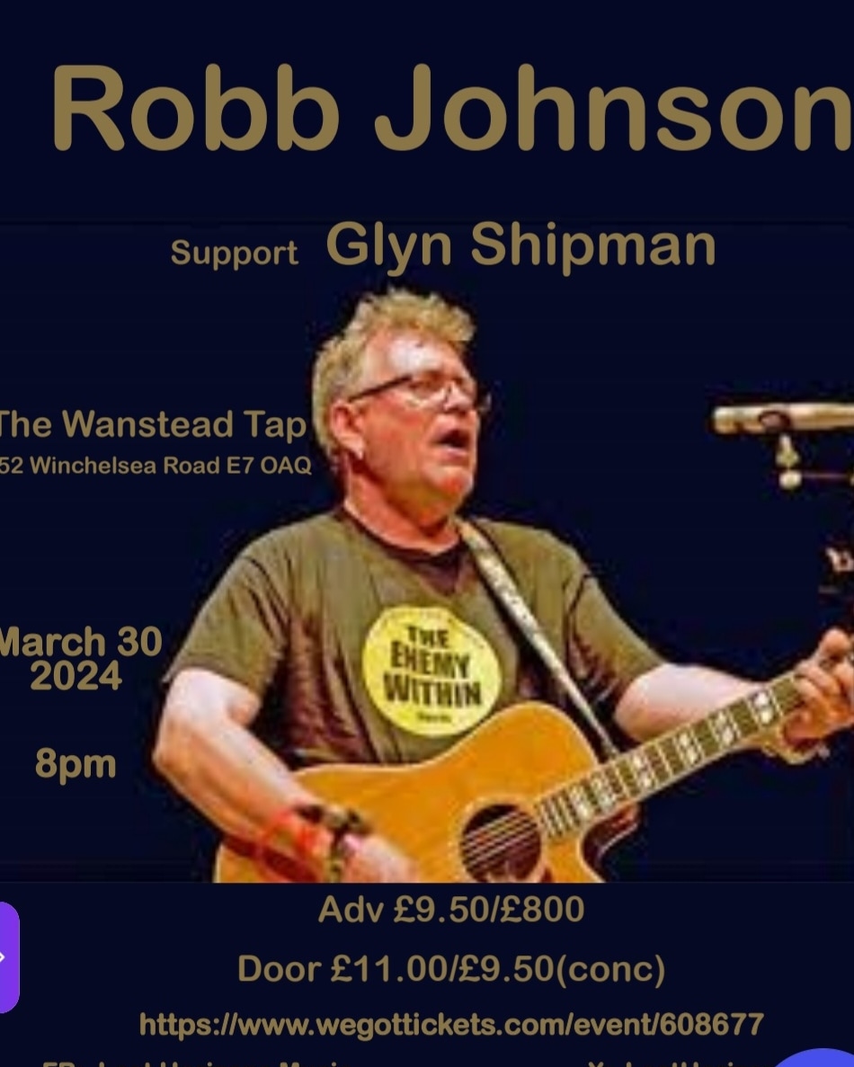 Tonight @TheWansteadtap to see @RobbJJohnson and @glynshipman for a night of justice in song #London #music #forestgate #e7 #Elizabethline #folk #socialists #livemusic