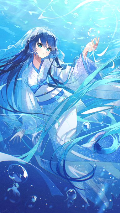 「blue theme underwater」 illustration images(Latest)