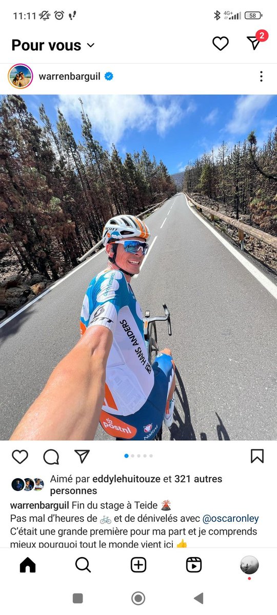 After 5 years at Arkea/Samsic, Barguil has just done his first Teide altitude camp 🤯

📸 Warren Barguil instragram