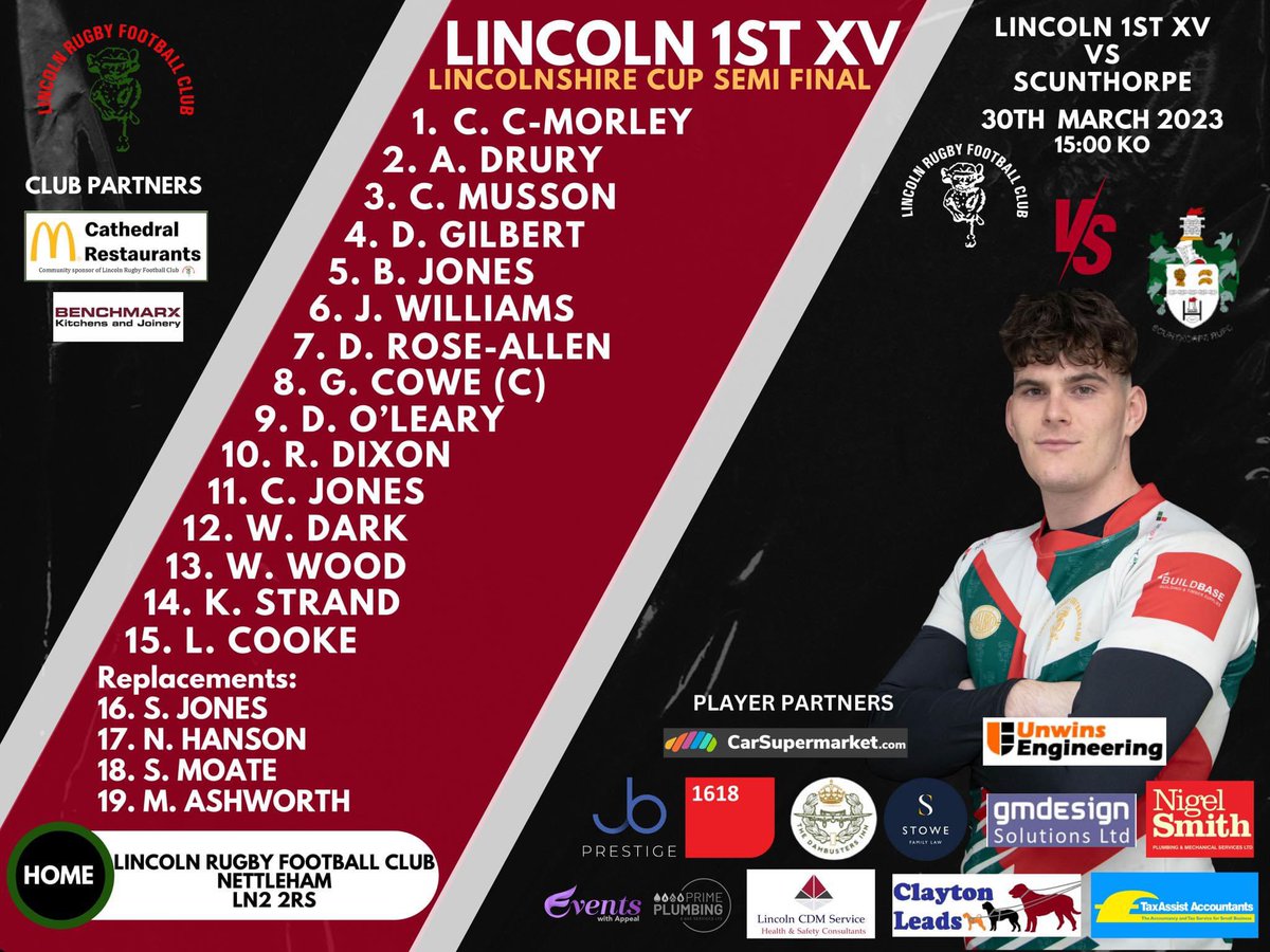 It’s Game Day!! Get yourself down to Lodge Lane where our 1st team will be welcoming @ScunthorpeRUFC in the semi-final of the #Lincolnshirecup ! Kick off us 3pm!! ❤️🤍💚