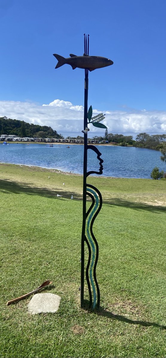 I grew up listening to stories of how local people hand speared sea mullet in this spot. Delighted today to see some art commemorating this long tradition.