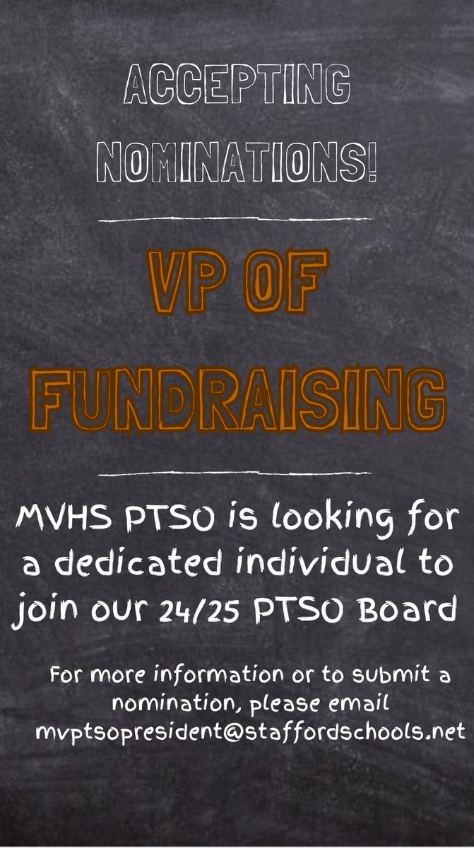 PTSO elections are right around the corner! We are still taking nominations for the position of VICE PRESIDENT OF FUNDRAISING. Please email for more information or to submit a nomination.

Help us continue to support our students, teachers and staff!