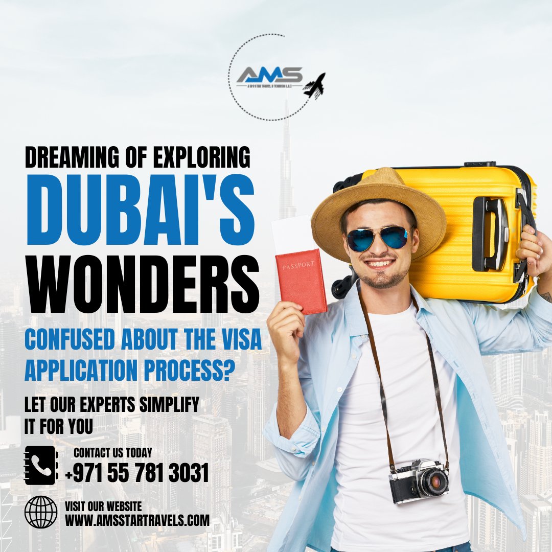 ✈️🌆 Dreaming of exploring Dubai's wonders but feeling overwhelmed by the visa application process? 😓 Let our experts simplify it for you! 🌟 
📞 +971565205502
🌐 amsstartravels.com
.
.
.
.
#Amsstar #amsstartravel #AMSTravel #DubaiVisa #VisaExperts #HassleFreeProcess