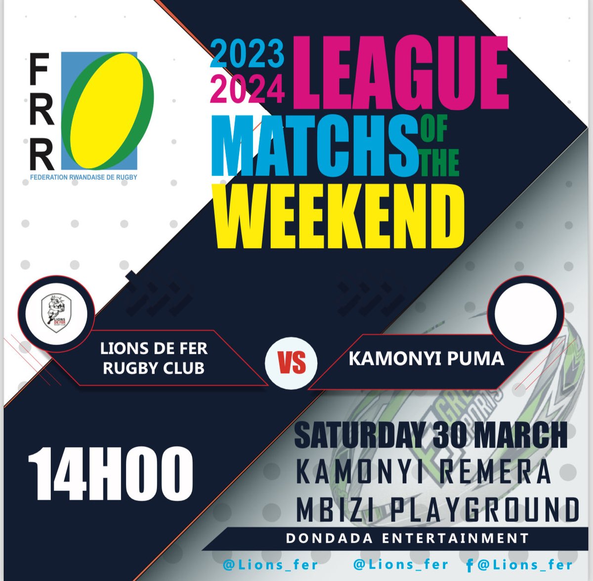 Lions de Fer Rugby Club (@lions_fer) on Twitter photo Hello Dear Funs and friends don’t miss out our 1 game in the league 💪 <a href="/RugbyRwanda/">Rwanda Rugby 🇷🇼</a> <a href="/Rwanda_Sports/">Ministry of Sports|Rwanda</a> <a href="/RwandanRugby/">FriendsRwandanRugby</a> <a href="/1000HillsRugby/">1000 Hills Rugby</a> Hello Dear Funs and friends don’t miss out our 1 game in the league 💪 <a href="/RugbyRwanda/">Rwanda Rugby 🇷🇼</a> <a href="/Rwanda_Sports/">Ministry of Sports|Rwanda</a> <a href="/RwandanRugby/">FriendsRwandanRugby</a> <a href="/1000HillsRugby/">1000 Hills Rugby</a>