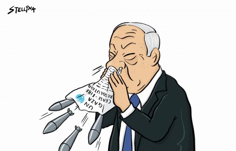 Bibi's sneeze. Cartoon by @toonsbystellina, also published in this weekend's edition of Dutch newspaper @trouw: buff.ly/49heF0j #Bibi #Netanyahu #Gaza