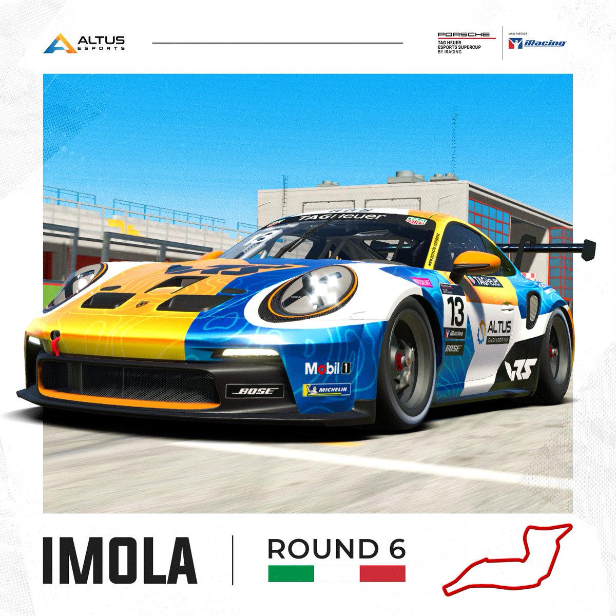 Two rounds to go, and they're both Italian! Great for our drivers @JCaruso012, @dino_lomb and @simonemarceno27. Andiamo Altus! 🇮🇹 #WeAreAltus @iRacing @PorscheRaces