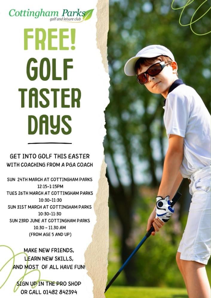 Any Juniors interested in giving golf a try, why not come down to one of the @CottinghamParks taster days. Great way to make friends & learn new skills. @EnglandGolf @YUGCUK @erugc @Erugc_u18s @YORKSHIREGOLFER @4golfonline @CoachLockey @RickShielsPGA