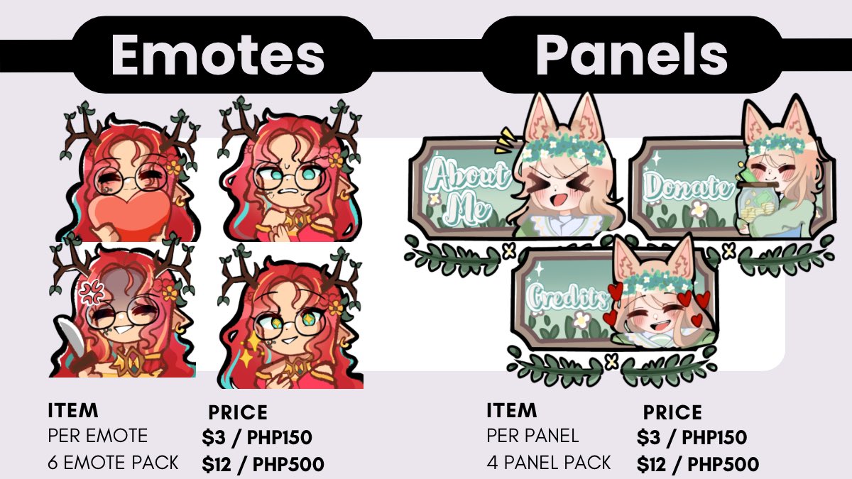 🎶 COMMISSION SHEET 🎶

Been a while, but updated my comm sheet! DM if interested or want more info ^^ Payment methods are Paypal, Gcash, and Kofi.

Likes and RT’s are appreciated 💜

#Vtuber #Pngtuber #PHVtuber
