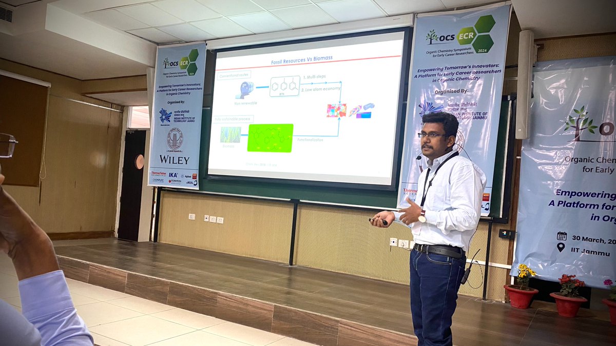 OCS-ECR-2024 (@ocsecr2024) on Twitter photo Dr. Elangovan delivered a flash talk on greener strategies procured for various organic transformations.
<a href="/SM_IITJ/">Sandip Murarka</a> <a href="/AscrgLab/">PC_Lab<a href="/IITJammu/">IIT Jammu</a></a> <a href="/Wiley_Chemistry/">Wiley Chemistry</a> @ChemAsianJ
<a href="/EurJOC/">EurJOC</a> @IITJammu <a href="/iitjodhpur/">Indian Institute of Technology Jodhpur</a> <a href="/IITBHU_Varanasi/">IIT (BHU), Varanasi</a>
#OCSECR2024 Dr. Elangovan delivered a flash talk on greener strategies procured for various organic transformations.
<a href="/SM_IITJ/">Sandip Murarka</a> <a href="/AscrgLab/">PC_Lab<a href="/IITJammu/">IIT Jammu</a></a> <a href="/Wiley_Chemistry/">Wiley Chemistry</a> @ChemAsianJ
<a href="/EurJOC/">EurJOC</a> @IITJammu <a href="/iitjodhpur/">Indian Institute of Technology Jodhpur</a> <a href="/IITBHU_Varanasi/">IIT (BHU), Varanasi</a>
#OCSECR2024