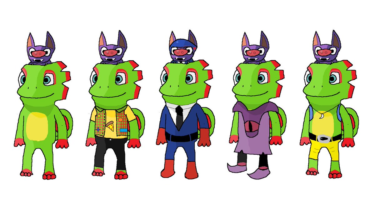 @PlaytonicGames I was pretty pleased with how this one turned out - it's how I imagined Super Mario Odyssey-style outfits might look in a future Yooka-Laylee game :)