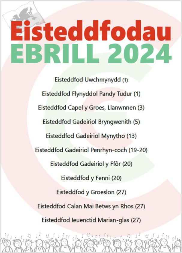 Mis prysur i’r eisteddfodau lleol. Cofiwch gefnogi nhw!🎶🎤🎭🎺🏆 #Uwchmynydd @steddfod @CapelyGroes #Bryngwenith #Mynytho @eistpenrhyncoch #YFfôr @AberGEisteddfod #YGroeslon #BetwsynRhos @eisteddfodmari1 @JamesPantyfed