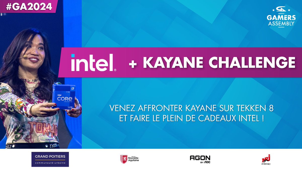 Plus que 20 minutes avant que j’affronte le public sur Tekken 8 à #GamersAssembly à Poitiers 😤  

twitch.tv/kayanetv

Il y aura du beau lot à gagner, donc n’hésitez pas à tenter votre chance si vous êtes là 👀

#IntelGaming #AuCoeurDuJeu