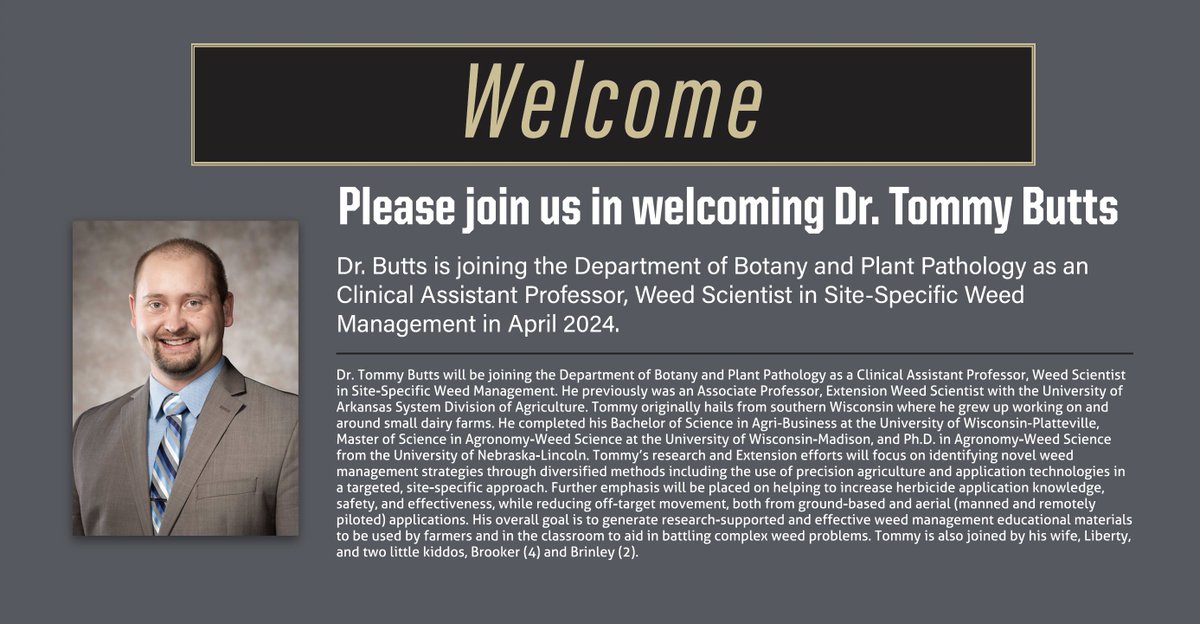 Join me in welcoming Dr. Tommy Butts to Purdue University!
